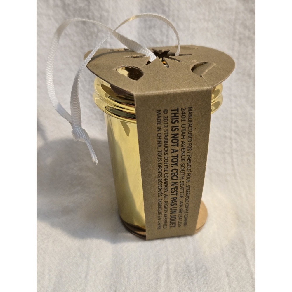 NWT 2012 Starbucks Shiny‎ GOLD Ceramic To-Go Cup Christmas Tree Ornament - Picture 3 of 8